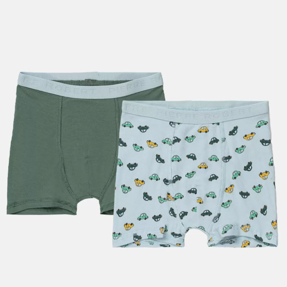 Pierre Robert Undertøy-Boxershorts I Bomull Liten Gutt Jade Green and Sky Blue