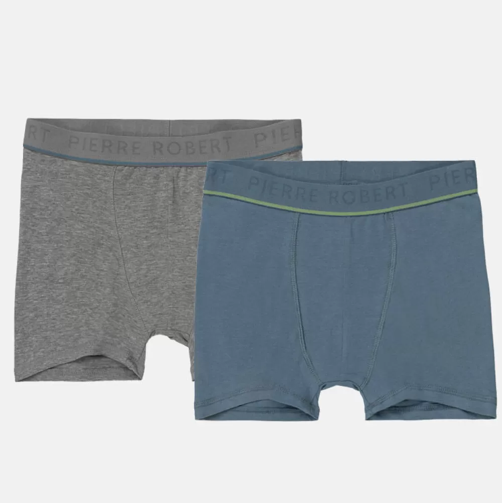 Pierre Robert Undertøy-Boxershorts Stor Gutt GreyMelange LapisBlue