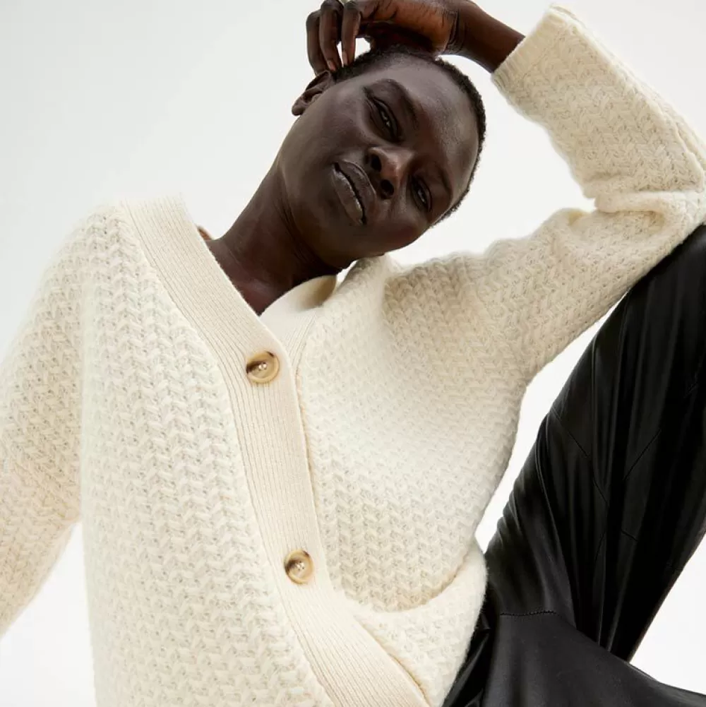 Pierre Robert Overdeler | Loungewear-Cardigan Med Struktur Ivory