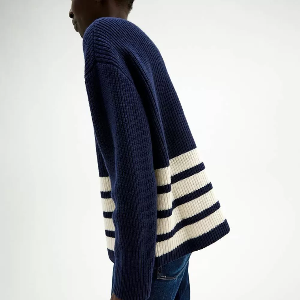 Pierre Robert Overdeler | Gensere-Genser Med Avtagbar Hals Blue/Ivory stripe