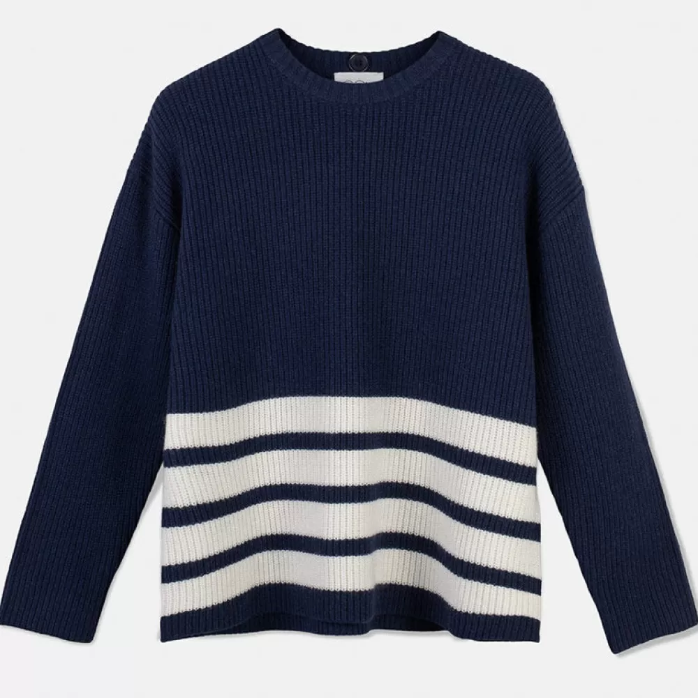 Pierre Robert Overdeler | Gensere-Genser Med Avtagbar Hals Blue/Ivory stripe