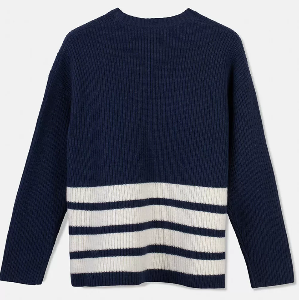 Pierre Robert Overdeler | Gensere-Genser Med Avtagbar Hals Blue/Ivory stripe