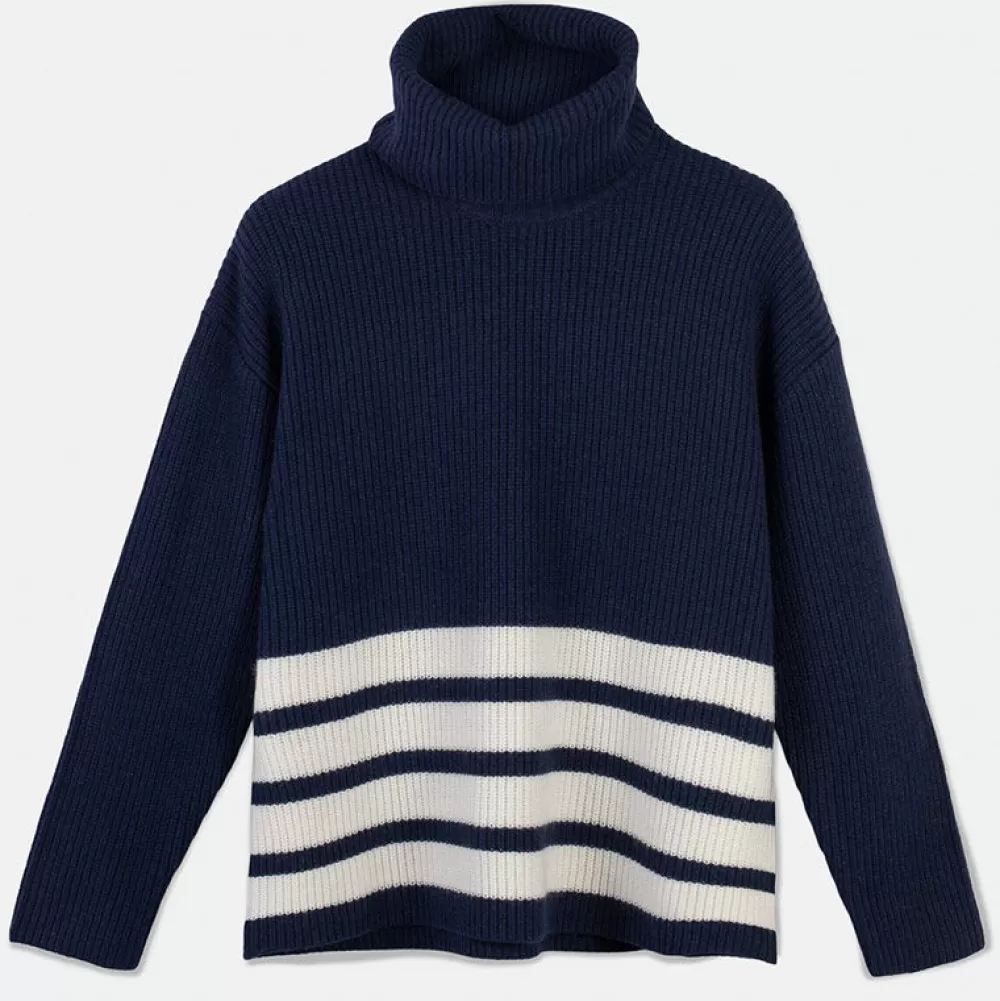 Pierre Robert Overdeler | Gensere-Genser Med Avtagbar Hals Blue/Ivory stripe