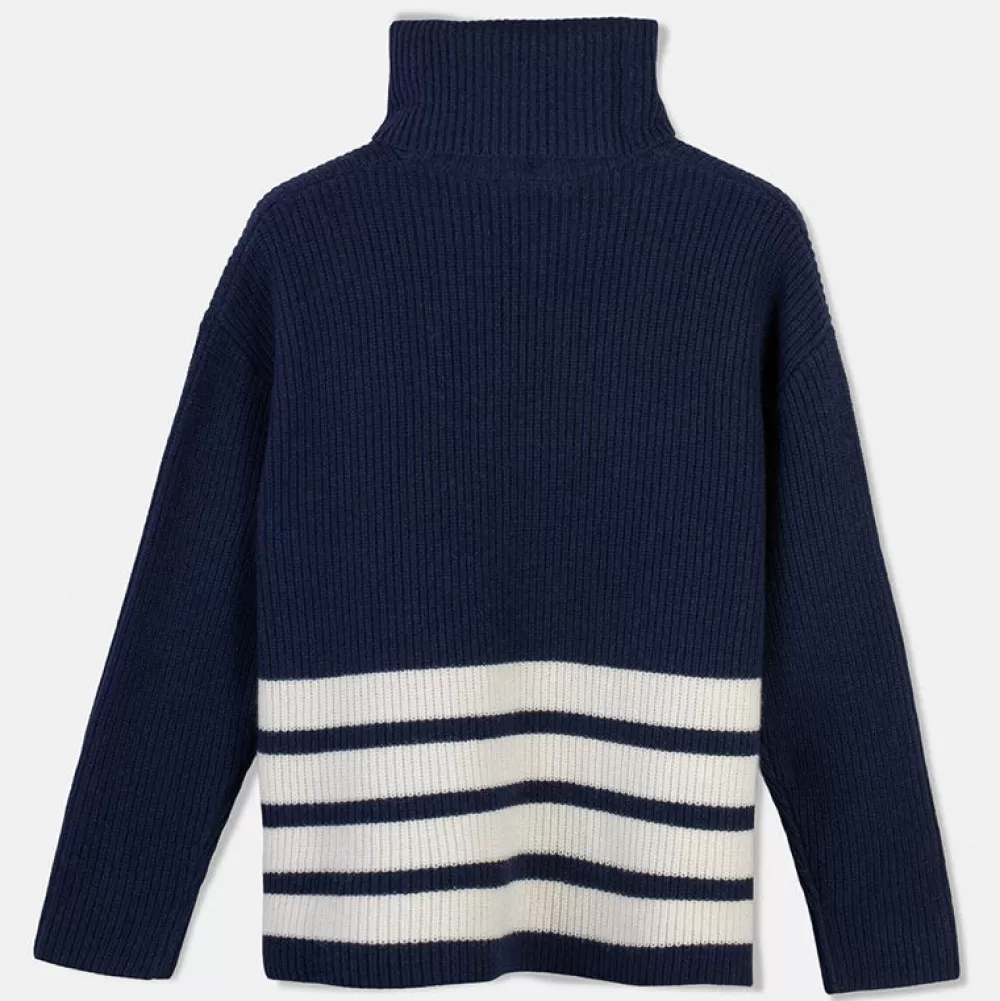 Pierre Robert Overdeler | Gensere-Genser Med Avtagbar Hals Blue/Ivory stripe