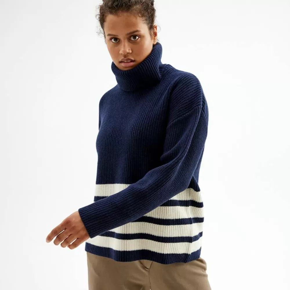 Pierre Robert Overdeler | Gensere-Genser Med Avtagbar Hals Blue/Ivory stripe