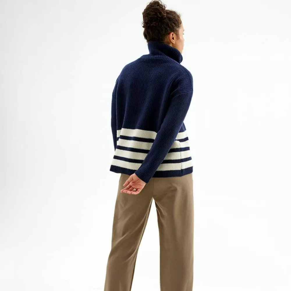 Pierre Robert Overdeler | Gensere-Genser Med Avtagbar Hals Blue/Ivory stripe