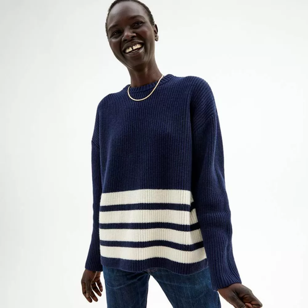 Pierre Robert Overdeler | Gensere-Genser Med Avtagbar Hals Blue/Ivory stripe