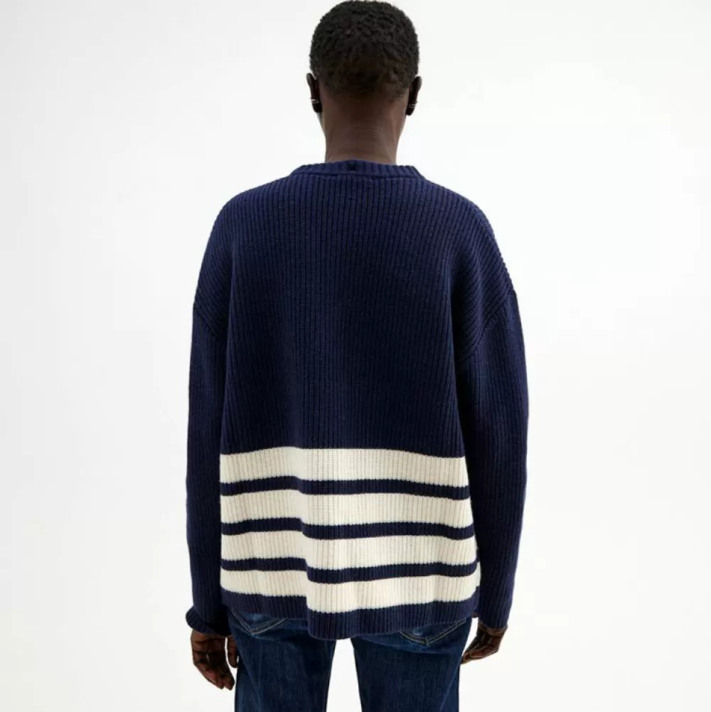 Pierre Robert Overdeler | Gensere-Genser Med Avtagbar Hals Blue/Ivory stripe