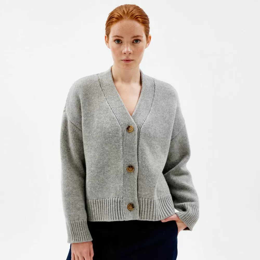 Pierre Robert Overdeler | Gensere-Heavy-knit Cardigan Grey Melange