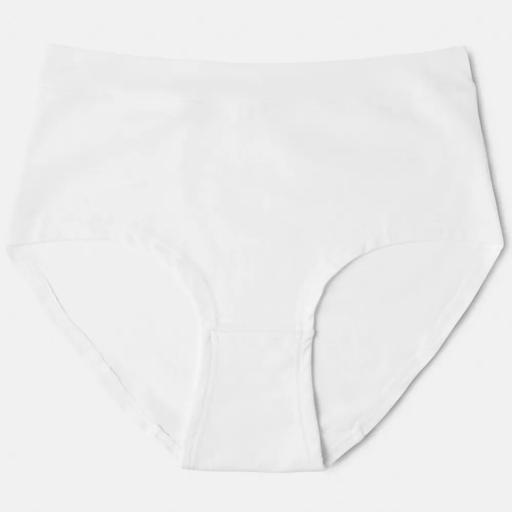 Pierre Robert Truser-High Waist Truse Bomull, Uten Strammende Strikk X3 White