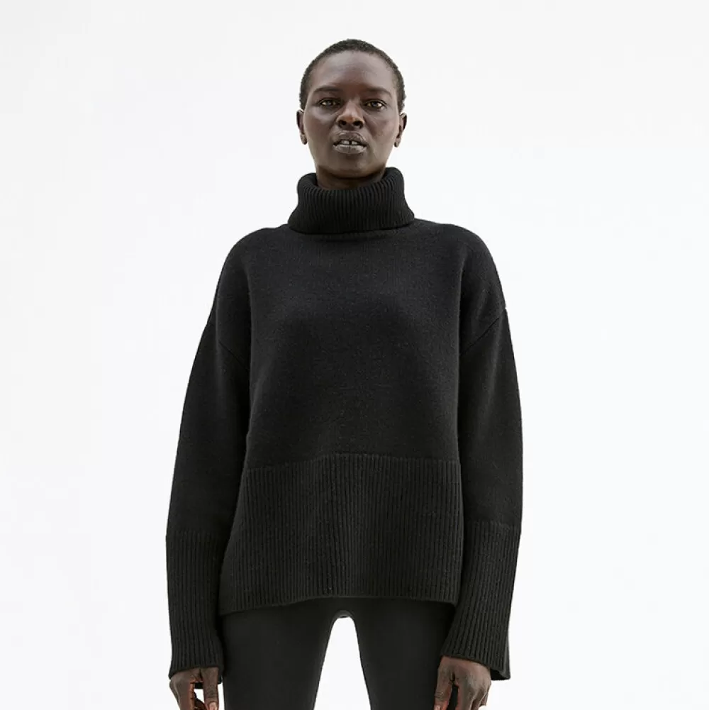 Pierre Robert Gensere | Overdeler-Oversized Høyhalset Strikkegenser Black