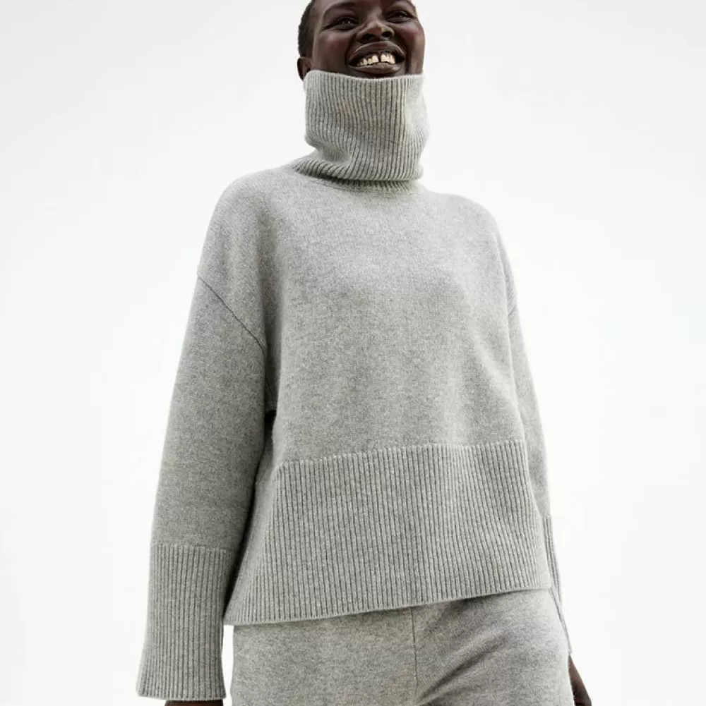 Pierre Robert Overdeler | Gensere-Oversized Høyhalset Strikkegenser Grey Melange