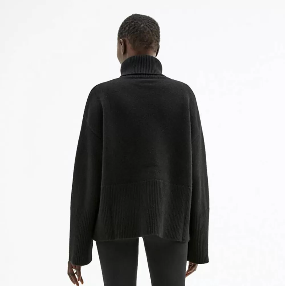 Pierre Robert Gensere | Overdeler-Oversized Høyhalset Strikkegenser Black